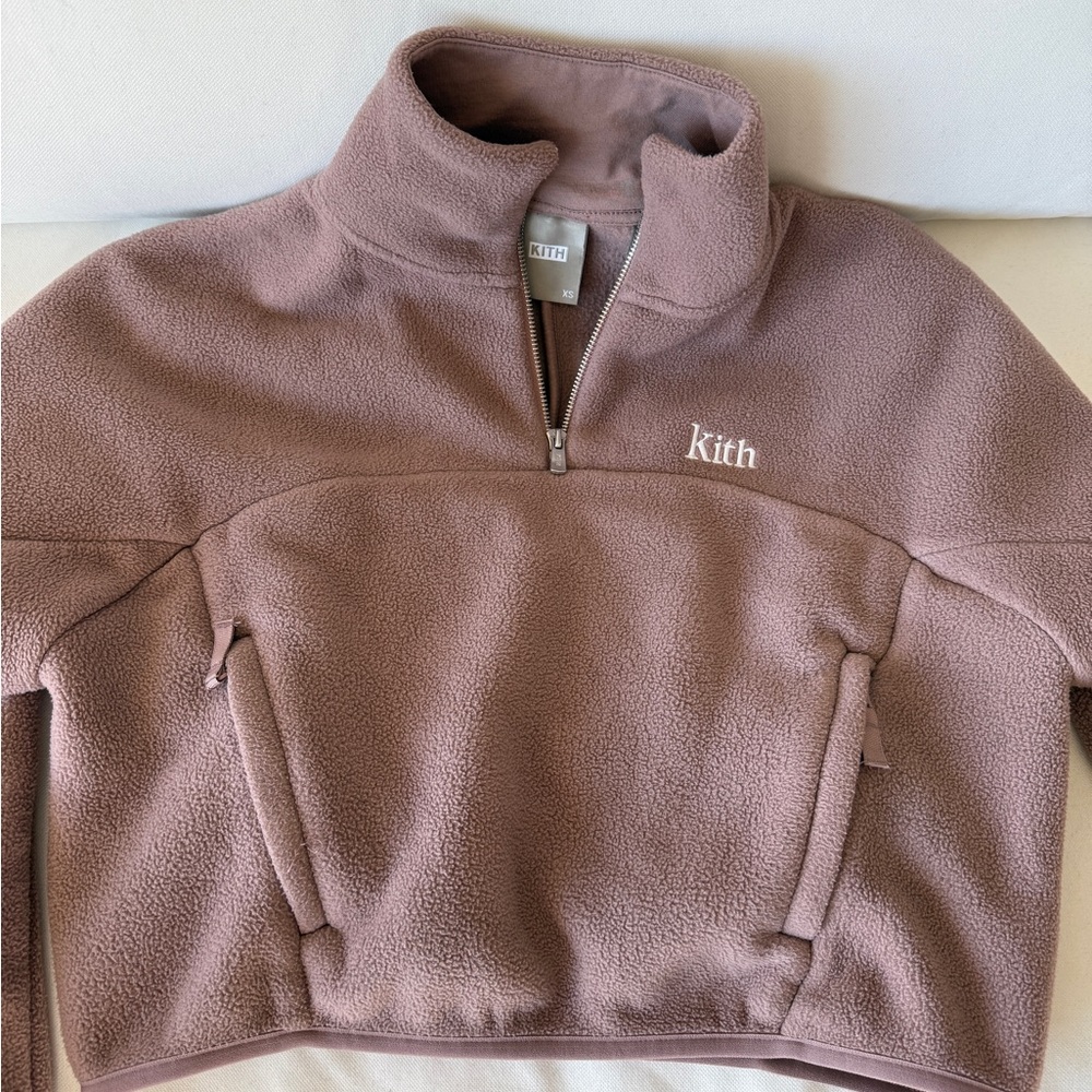 Kith Women Jorja Cropped Fleece Zip up - Dusty Mauve Pink - Picture 5 of 5